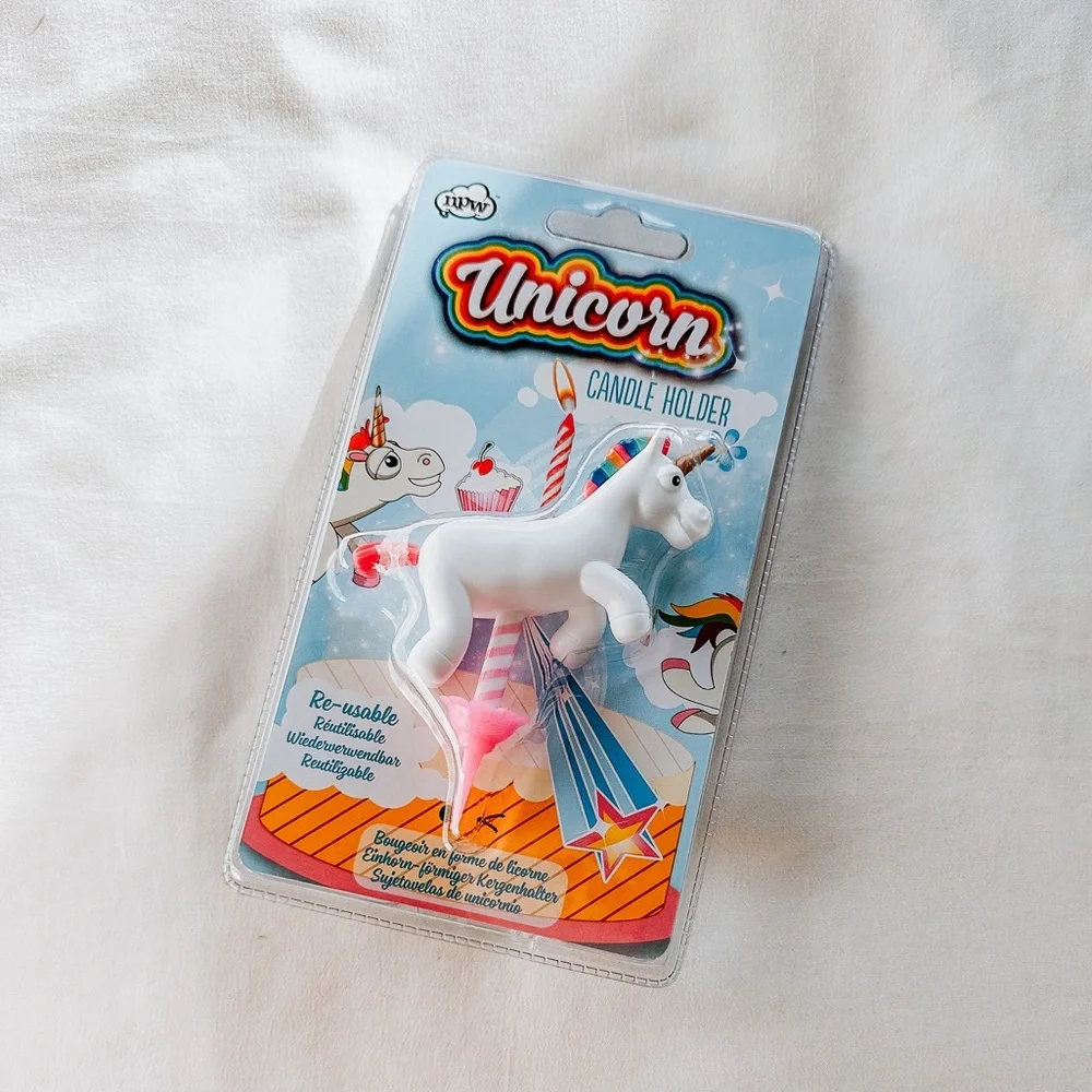 NPW Reusable Unicorn Rainbow Candle Holder NIP
